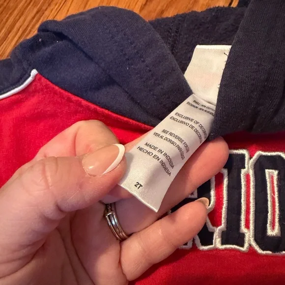 NFL Patriots Kids Red and Navy Hoodie - Picture 2 of 4